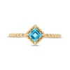 Thumbnail Image 2 of Square-Cut Swiss Blue Topaz Beaded Ring 10K Yellow Gold
