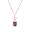 Thumbnail Image 1 of Emerald-Cut Amethyst & Round-Cut White Lab-Created Sapphire Door Knocker Necklace 10K Rose Gold 18”