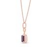 Thumbnail Image 2 of Emerald-Cut Amethyst & Round-Cut White Lab-Created Sapphire Door Knocker Necklace 10K Rose Gold 18”