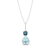 Thumbnail Image 1 of Cushion-Cut London Blue Topaz, Pear-Shaped Sky Blue Topaz & Round-Cut Diamond Necklace 1/8 ct tw Sterling Silver 18”