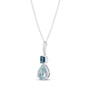 Thumbnail Image 2 of Cushion-Cut London Blue Topaz, Pear-Shaped Sky Blue Topaz & Round-Cut Diamond Necklace 1/8 ct tw Sterling Silver 18”