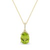 Thumbnail Image 1 of Oval-Cut Peridot & Round-Cut Diamond Necklace 1/20 ct tw 10K Yellow Gold 18”
