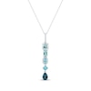 Thumbnail Image 1 of Multi-Shape Blue Topaz & Round-Cut Diamond Linear Drop Necklace 1/10 ct tw Sterling Silver 18”