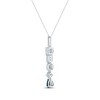 Thumbnail Image 3 of Multi-Shape Blue Topaz & Round-Cut Diamond Linear Drop Necklace 1/10 ct tw Sterling Silver 18”