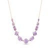 Thumbnail Image 1 of Multi-Shape Pink Quartz & Round-Cut White Lab-Created Sapphire Necklace 10K Rose Gold 18”