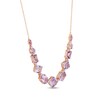 Thumbnail Image 2 of Multi-Shape Pink Quartz & Round-Cut White Lab-Created Sapphire Necklace 10K Rose Gold 18”