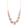 Thumbnail Image 2 of Multi-Shape Pink Quartz & Round-Cut White Lab-Created Sapphire Necklace 10K Rose Gold 18”