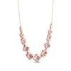 Thumbnail Image 3 of Multi-Shape Pink Quartz & Round-Cut White Lab-Created Sapphire Necklace 10K Rose Gold 18”