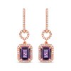Thumbnail Image 2 of Emerald-Cut Amethyst & Round-Cut White Lab-Created Sapphire Door Knocker Earrings 10K Rose Gold