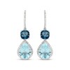 Thumbnail Image 2 of Cushion-Cut London Blue Topaz, Pear-Shaped Sky Blue Topaz & Round-Cut Diamond Drop Earrings 1/5 ct tw Sterling Silver