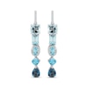 Thumbnail Image 2 of Multi-Shape Blue Topaz & Round-Cut Diamond Linear Drop Earrings 1/8 ct tw Sterling Silver