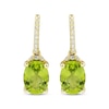 Thumbnail Image 2 of Oval-Cut Peridot & Round-Cut Diamond Drop Earrings 1/15 ct tw 10K Yellow Gold