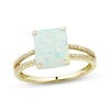 Thumbnail Image 0 of Emerald-Cut Lab-Created Opal & Round-Cut Diamond Ring 1/10 ct tw 10K Yellow Gold