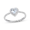 Heart-Shaped Aquamarine & Round-Cut White Lab-Created Sapphire Ring Sterling Silver