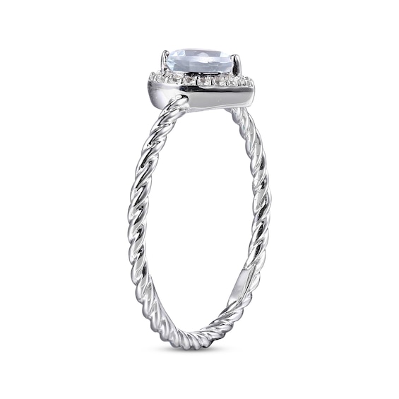 Lovely Heart Aquamarine Sterling Silver 925 Ring - Sizes 5 To 10, Women's Jewelry