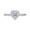 Heart-Shaped Aquamarine & Round-Cut White Lab-Created Sapphire Ring Sterling Silver