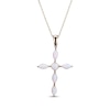 Thumbnail Image 1 of Marquise & Round-Cut Lab-Created Opal Cross Necklace 10K Yellow Gold 18”