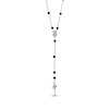 Thumbnail Image 2 of Black Spinel Bead & Round-Cut White Lab-Created Sapphire Rosary Necklace Sterling Silver 18”