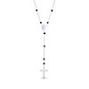 Thumbnail Image 3 of Black Spinel Bead & Round-Cut White Lab-Created Sapphire Rosary Necklace Sterling Silver 18”