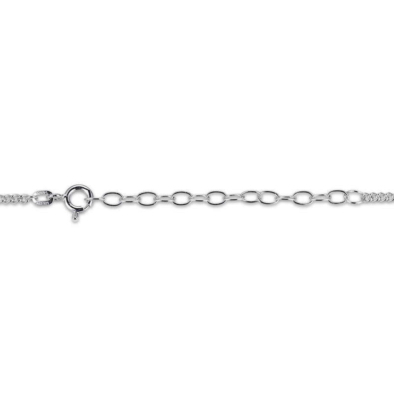 Main Image 4 of Black Spinel Bead & Round-Cut White Lab-Created Sapphire Rosary Necklace Sterling Silver 18”