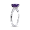 Heart-Shaped Amethyst & Round-Cut White Lab-Created Sapphire Ring Sterling Silver