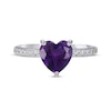 Heart-Shaped Amethyst & Round-Cut White Lab-Created Sapphire Ring Sterling Silver