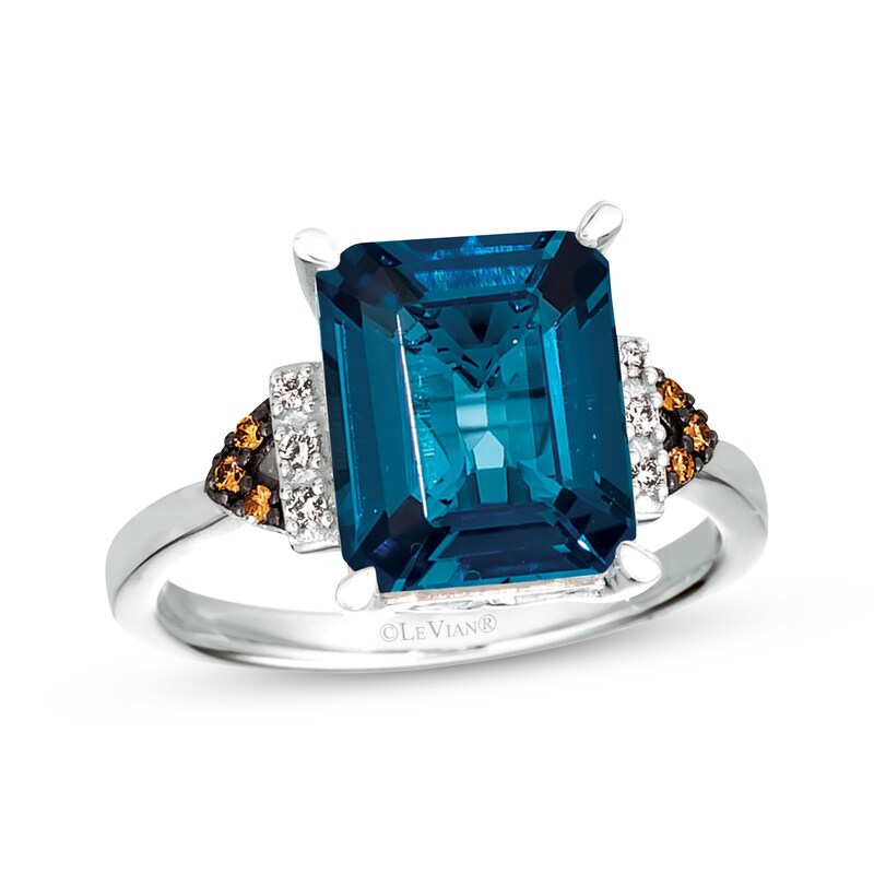 Le Vian Deep Sea Blue Topaz & Diamond Ring 14K Vanilla Gold