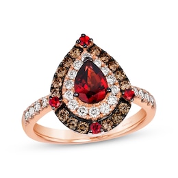 Le Vian Pear & Round-Cut Garnet Ring 3/4 ct tw Diamonds 14K Strawberry Gold