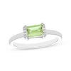 Thumbnail Image 1 of Rectangle-Cut Peridot & Round-Cut White Lab-Created Sapphire Ring Sterling Silver