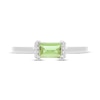 Thumbnail Image 2 of Rectangle-Cut Peridot & Round-Cut White Lab-Created Sapphire Ring Sterling Silver