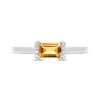 Thumbnail Image 2 of Rectangle-Cut Citrine & Round-Cut White Lab-Created Sapphire Ring Sterling Silver