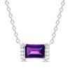 Thumbnail Image 1 of Rectangle-Cut Amethyst & Round-Cut White Lab-Created Sapphire Necklace Sterling Silver 18”