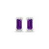 Thumbnail Image 2 of Rectangle-Cut Amethyst & Round-Cut White Lab-Created Sapphire Stud Earrings Sterling Silver