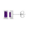 Thumbnail Image 3 of Rectangle-Cut Amethyst & Round-Cut White Lab-Created Sapphire Stud Earrings Sterling Silver