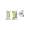 Thumbnail Image 1 of Rectangle-Cut Peridot & Round-Cut White Lab-Created Sapphire Stud Earrings Sterling Silver