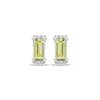 Thumbnail Image 2 of Rectangle-Cut Peridot & Round-Cut White Lab-Created Sapphire Stud Earrings Sterling Silver
