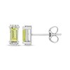 Thumbnail Image 3 of Rectangle-Cut Peridot & Round-Cut White Lab-Created Sapphire Stud Earrings Sterling Silver