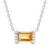 Thumbnail Image 1 of Rectangle-Cut Citrine & Round-Cut White Lab-Created Sapphire Necklace Sterling Silver 18”