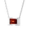 Thumbnail Image 1 of Rectangle-Cut Garnet & Round-Cut White Lab-Created Sapphire Necklace Sterling Silver 18”