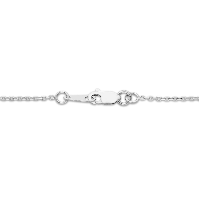Main Image 3 of Rectangle-Cut Garnet & Round-Cut White Lab-Created Sapphire Necklace Sterling Silver 18”