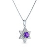 Thumbnail Image 2 of Round-Cut Amethyst & White Lab-Created Sapphire Star of David Necklace Sterling Silver 18"