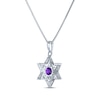 Thumbnail Image 3 of Round-Cut Amethyst & White Lab-Created Sapphire Star of David Necklace Sterling Silver 18"