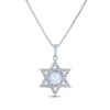Thumbnail Image 1 of Round-Cut Lab-Created Opal & White Lab-Created Sapphire Star of David Necklace Sterling Silver 18"