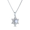 Thumbnail Image 2 of Round-Cut Lab-Created Opal & White Lab-Created Sapphire Star of David Necklace Sterling Silver 18"