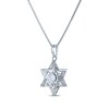 Thumbnail Image 3 of Round-Cut Lab-Created Opal & White Lab-Created Sapphire Star of David Necklace Sterling Silver 18"
