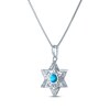 Thumbnail Image 3 of Round-Cut Blue Topaz & White Lab-Created Sapphire Star of David Necklace Sterling Silver 18"