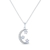 Thumbnail Image 0 of Round-Cut Lab-Created Opal & White Lab-Created Sapphire Moon & Star Necklace Sterling Silver 18"