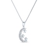 Thumbnail Image 1 of Round-Cut Lab-Created Opal & White Lab-Created Sapphire Moon & Star Necklace Sterling Silver 18"