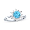 Thumbnail Image 1 of Round-Cut Blue Topaz & White Lab-Created Sapphire Ring Sterling Silver - Size 7