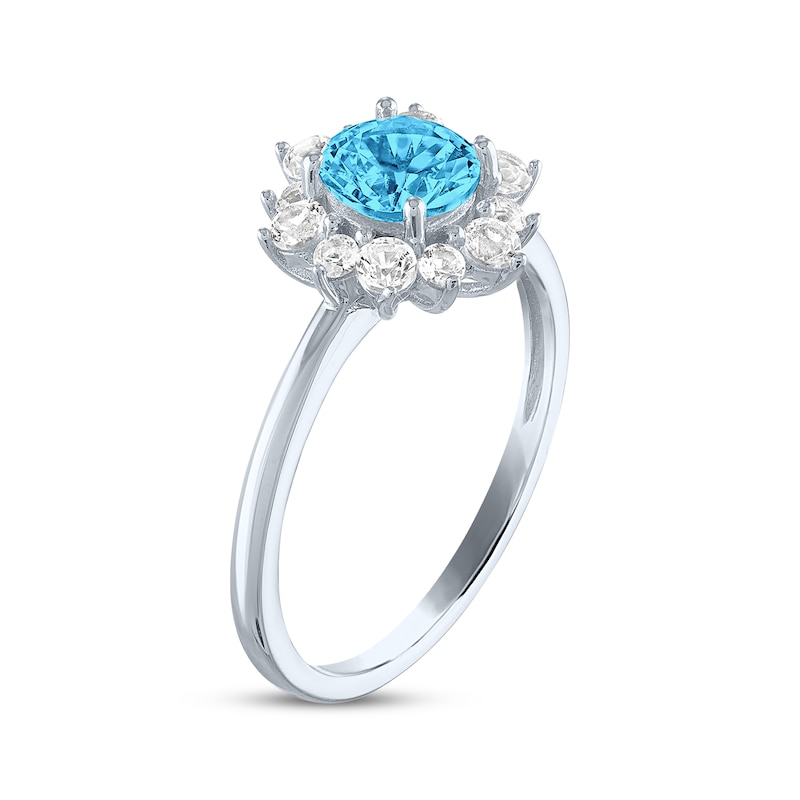 Main Image 2 of Round-Cut Blue Topaz & White Lab-Created Sapphire Ring Sterling Silver - Size 7